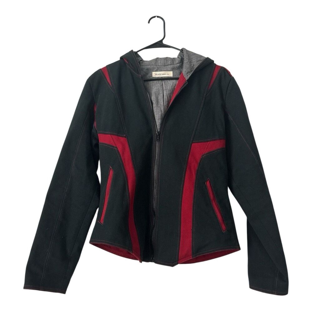 Volante Design Falcon Red Black Stripe Hooded Canvas Jacket Assassin Small